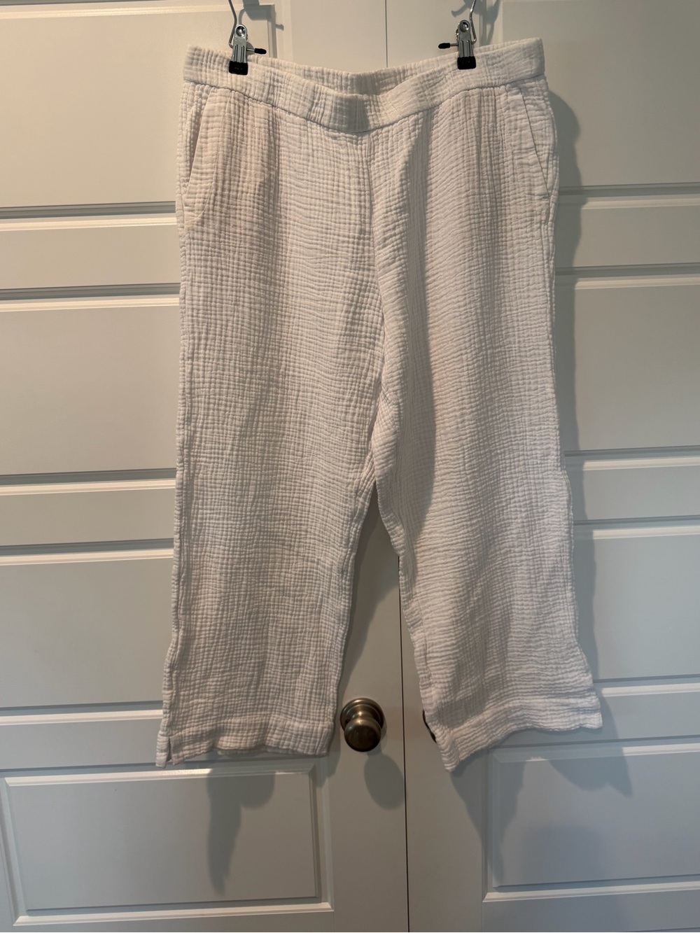 J. Jill Cotton Gauze Pull on Crop Pants White Womens Minimalistic Size Large